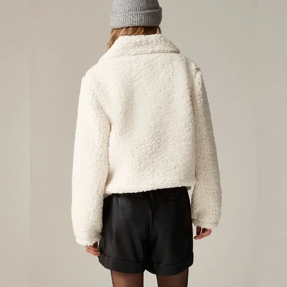 J.Crew Sherpa Soft Sherpa Half Zip Fleece Front Pockets Pull Waist Pullover - Picture 2 of 12